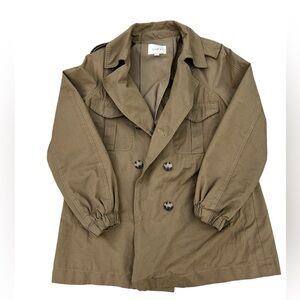 LOFT Khaki Trench Coat Short Double Breasted Women’s Size XS